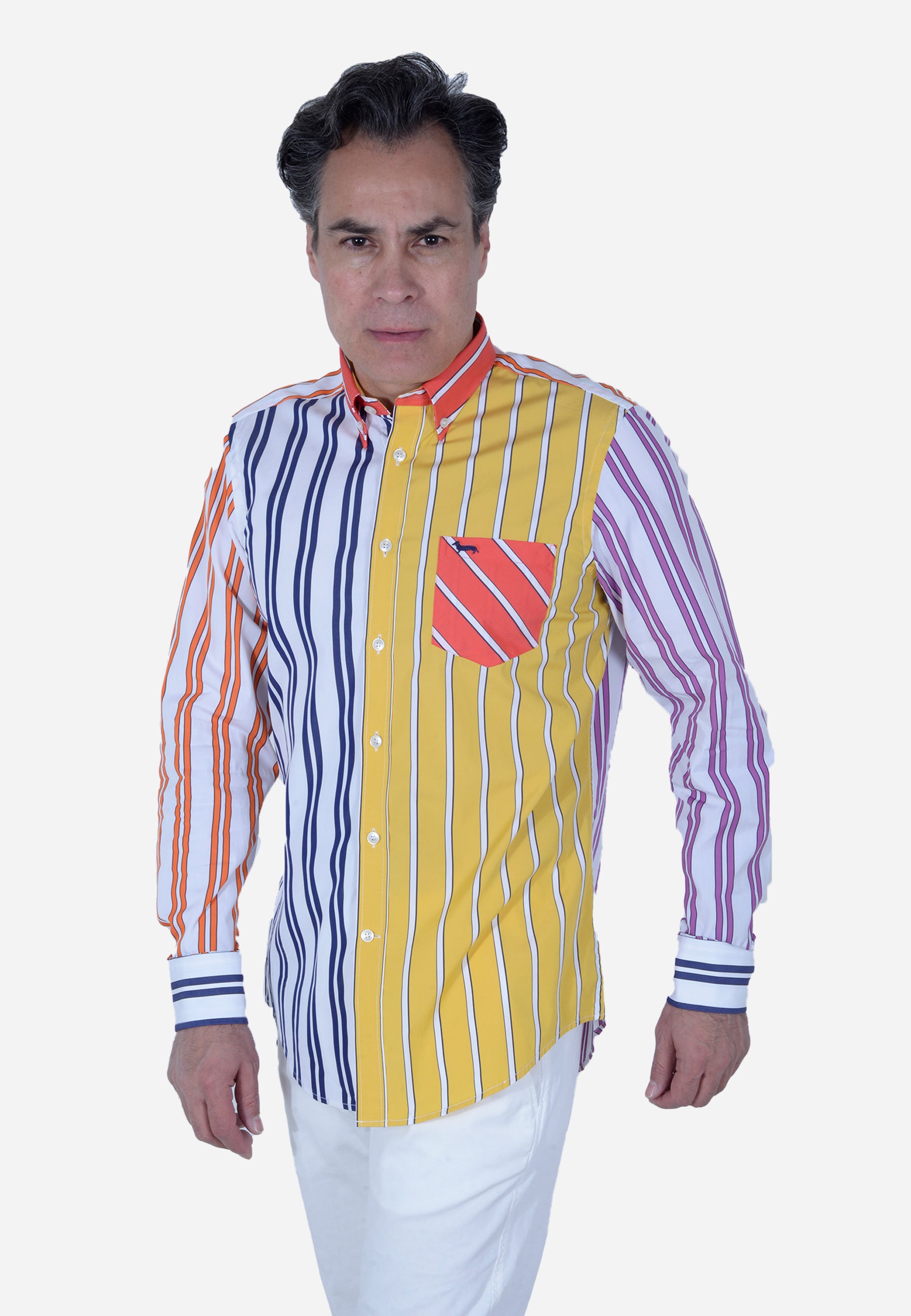 Camisa Hombre Rayas Azul/Blanco H&B