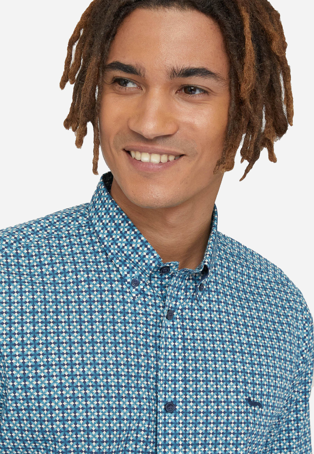 CAMISA SPORT HARMONT & BLAINE CONTRAS AZUL ALGODON (CRM026013016M)