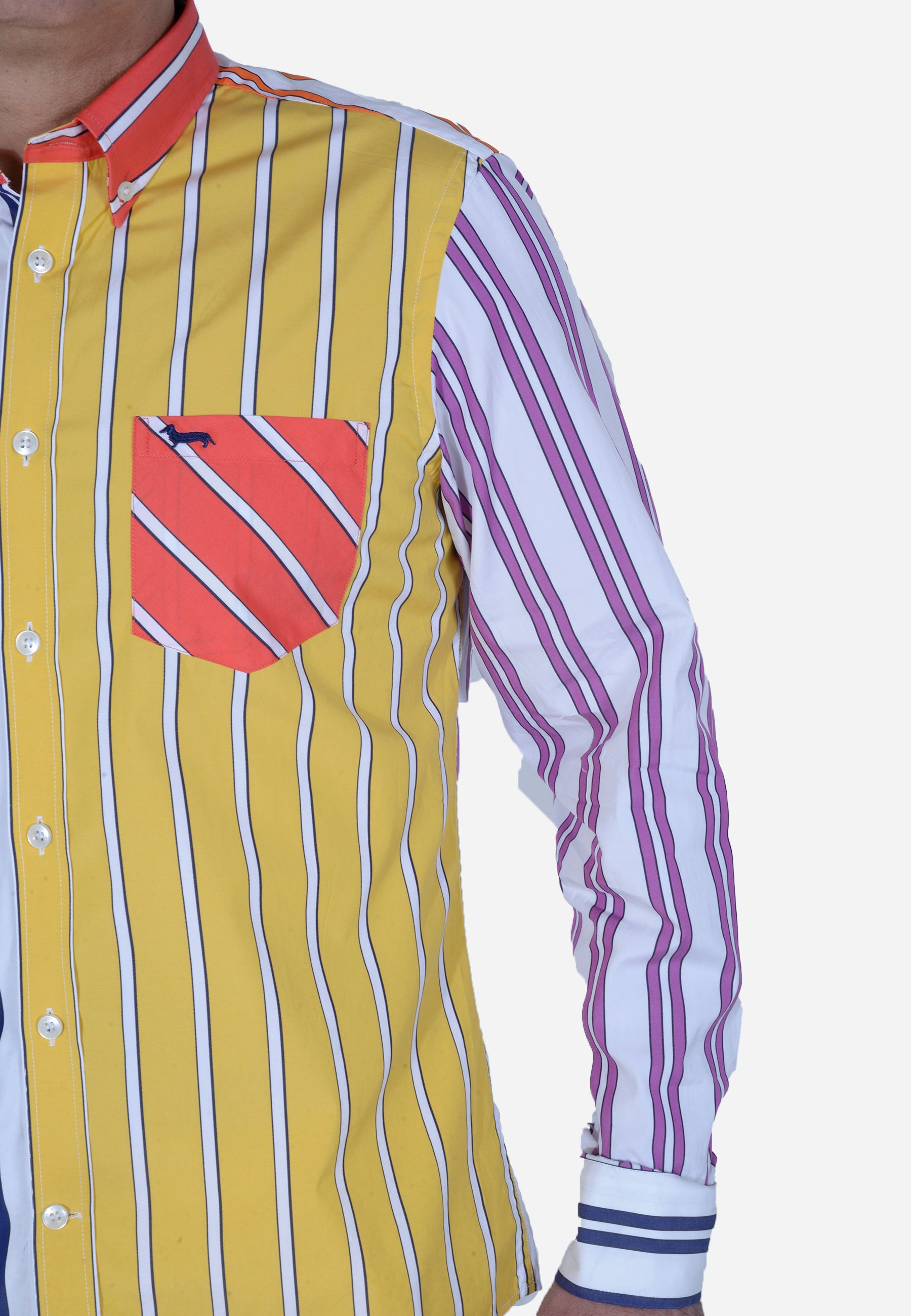 Camisa Hombre Rayas Azul/Blanco H&B