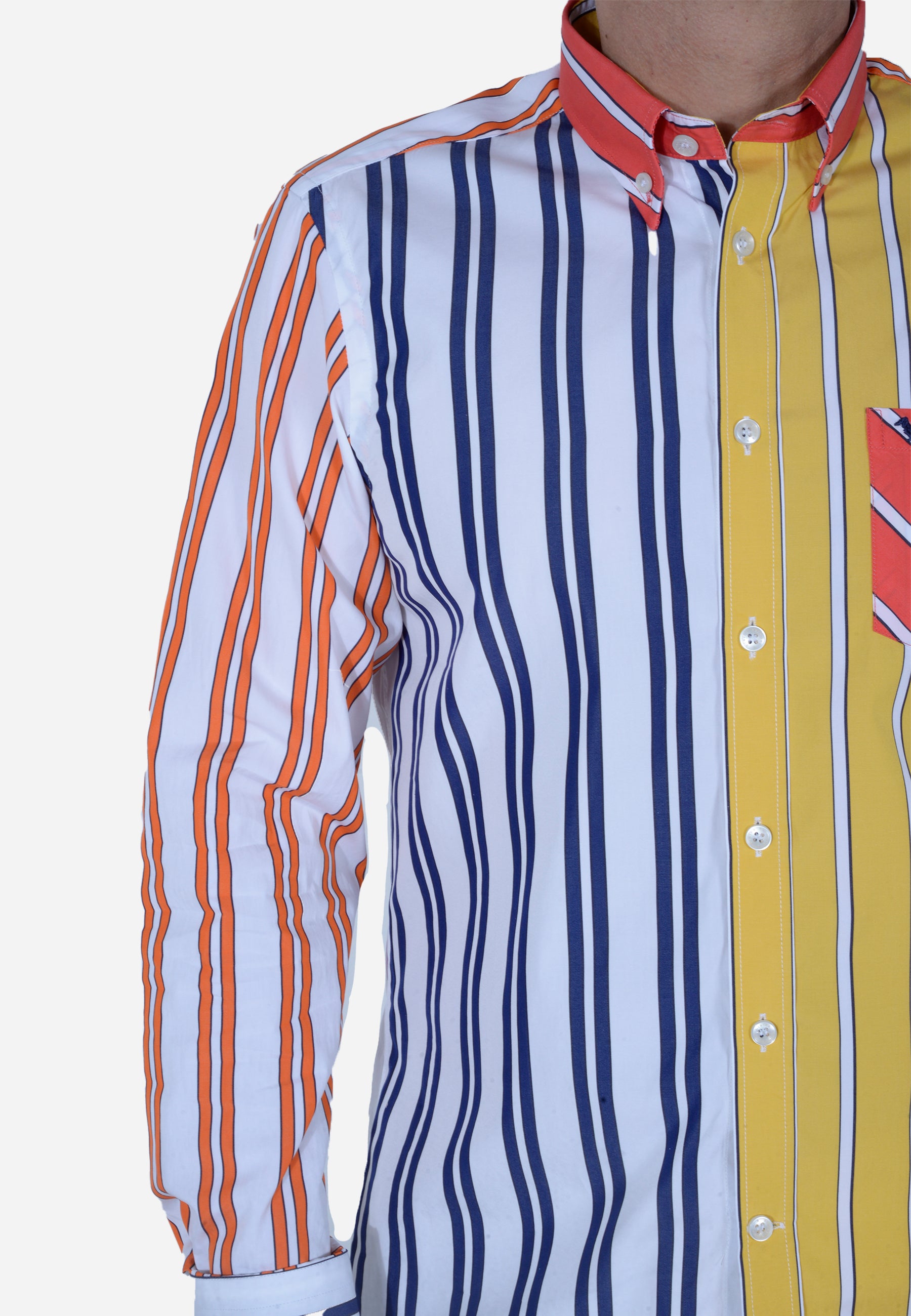 Camisa Hombre Rayas Azul/Blanco H&B