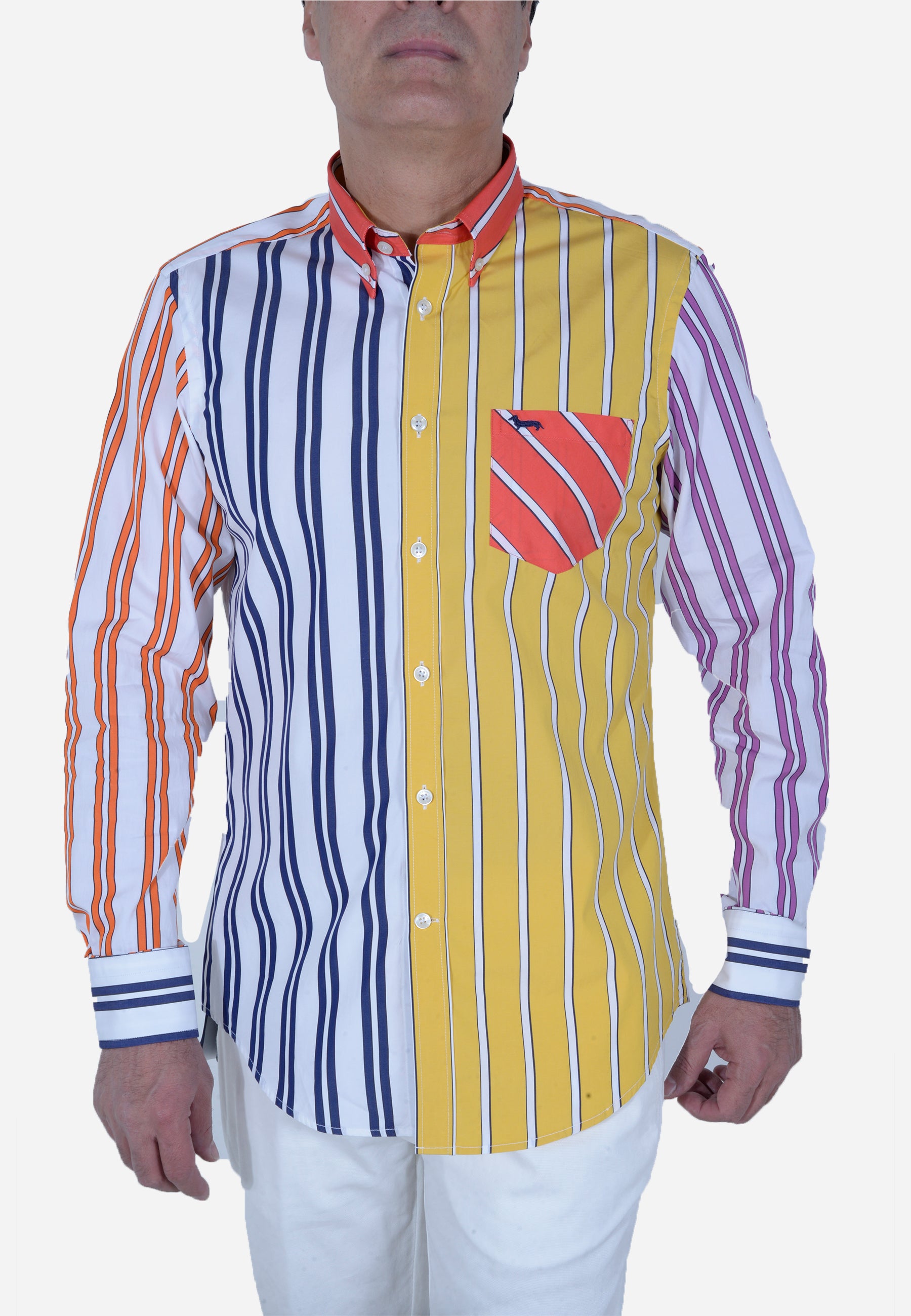 Camisa Hombre Rayas Azul/Blanco H&B