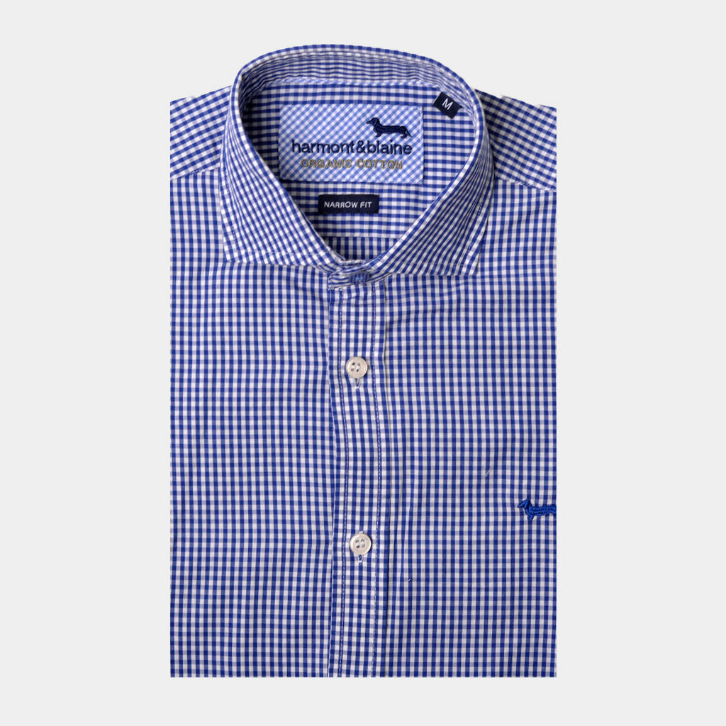 CAMISA HARMONT AZUL CUADROS ALGOD (CRK012012608I-801)