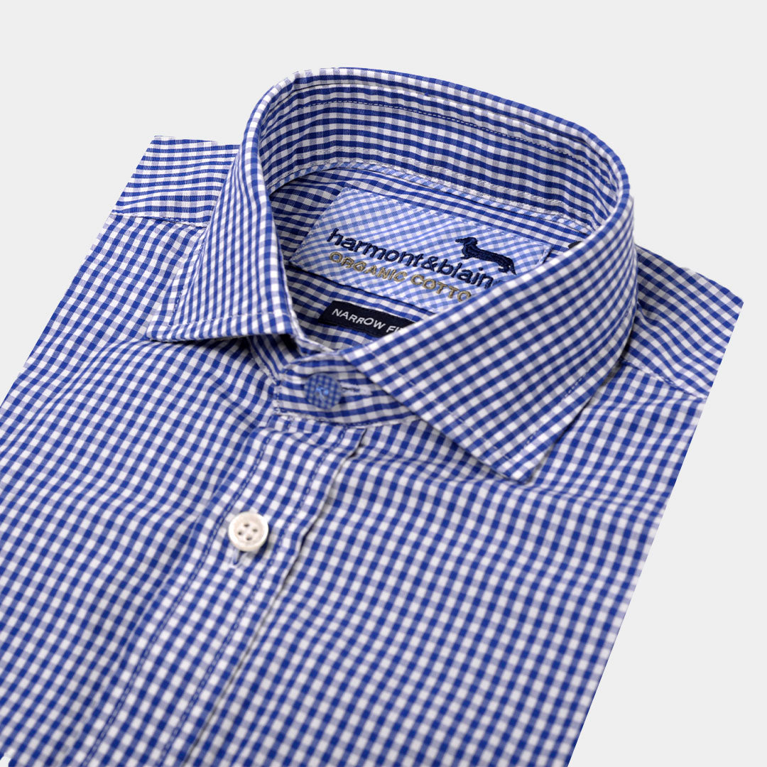 Camisa Hombre Cuadros Azul logo H&B