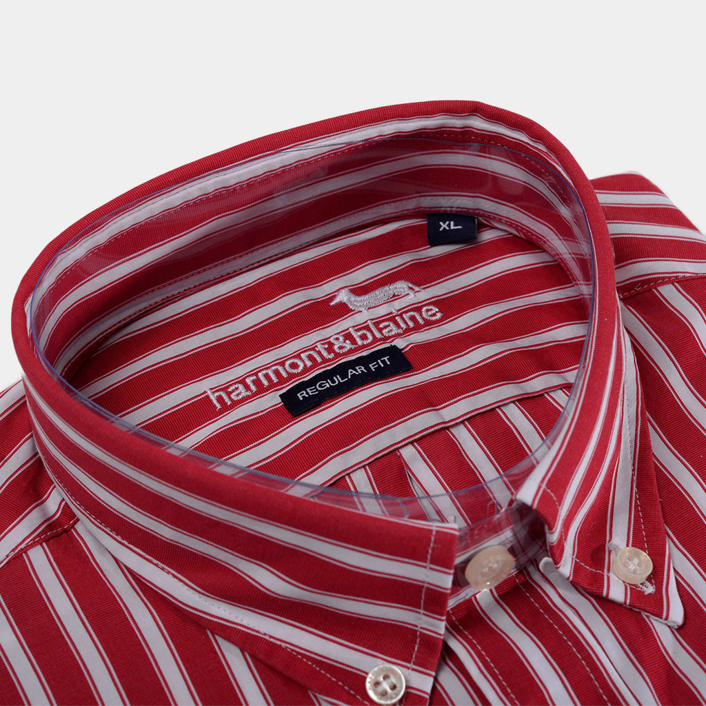 CAMISA HARMONT ROJO CON BLANCO ALGODÓN