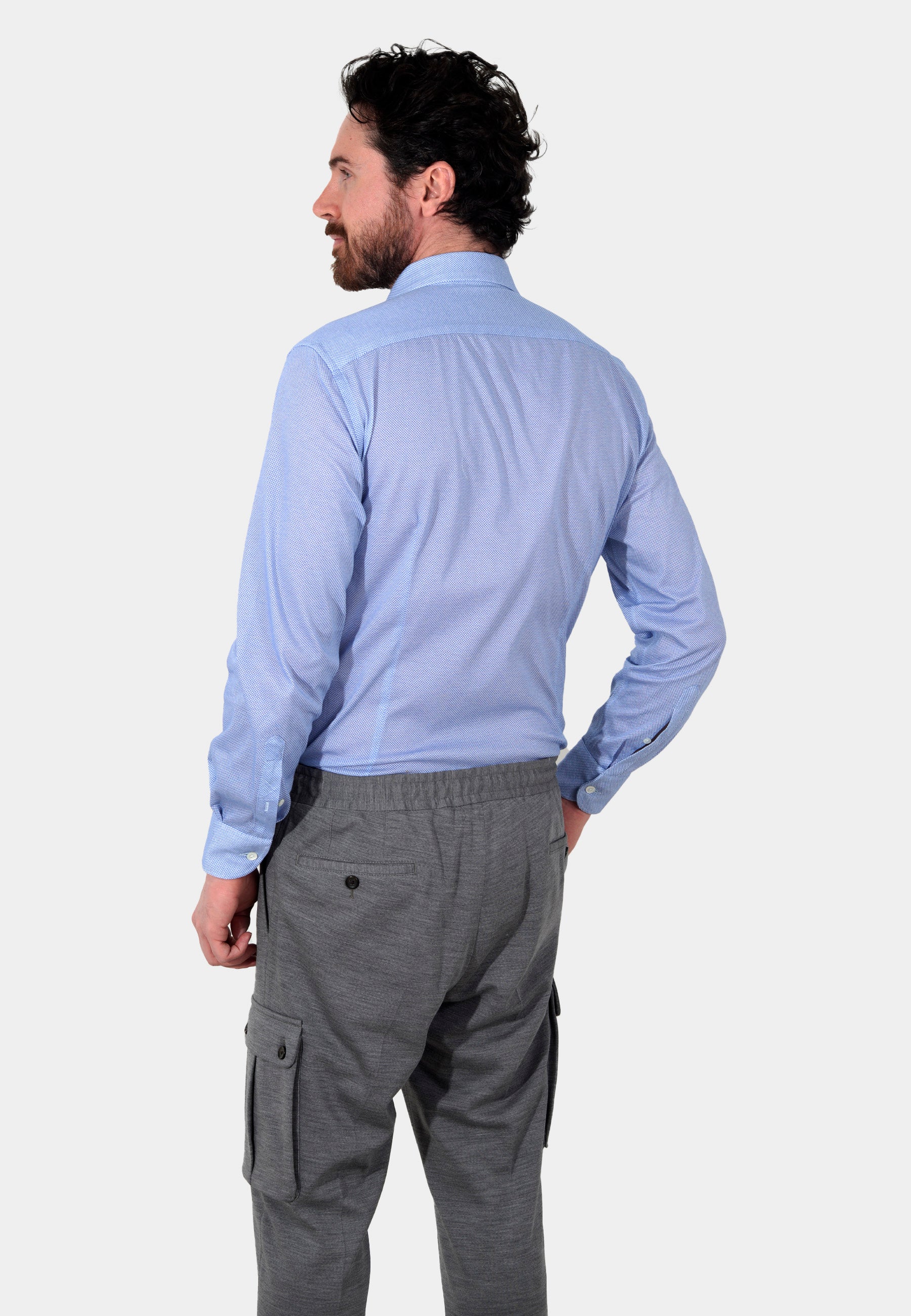 Camisa Clásica Azul Algodón C.