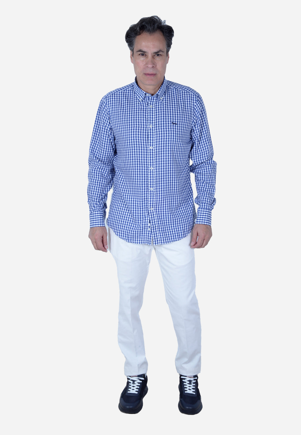 CAMISA HARMONT & BLAINE AZUL CUADROS ALGODÓN (CRL069012739M-801)
