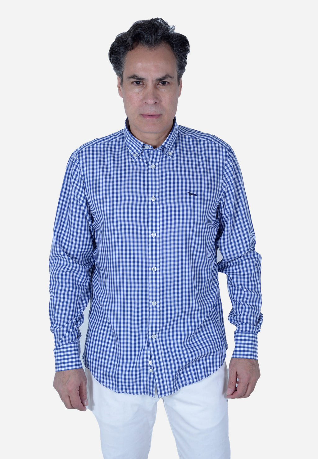 CAMISA HARMONT & BLAINE AZUL CUADROS ALGODÓN (CRL069012739M-801)