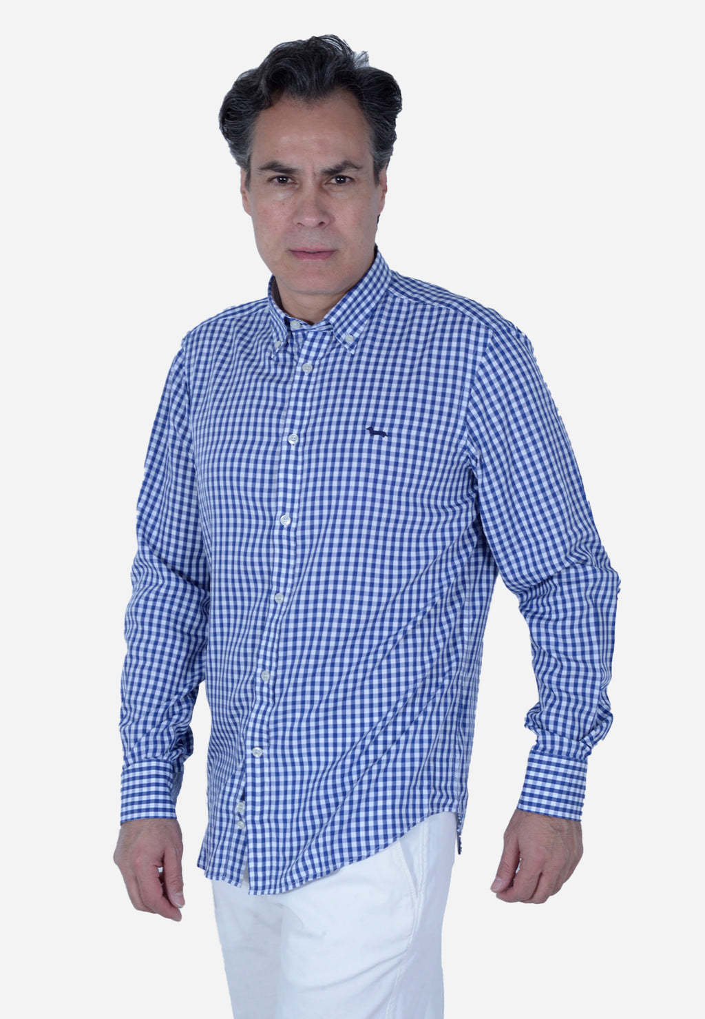 CAMISA HARMONT & BLAINE AZUL CUADROS ALGODÓN (CRL069012739M-801)