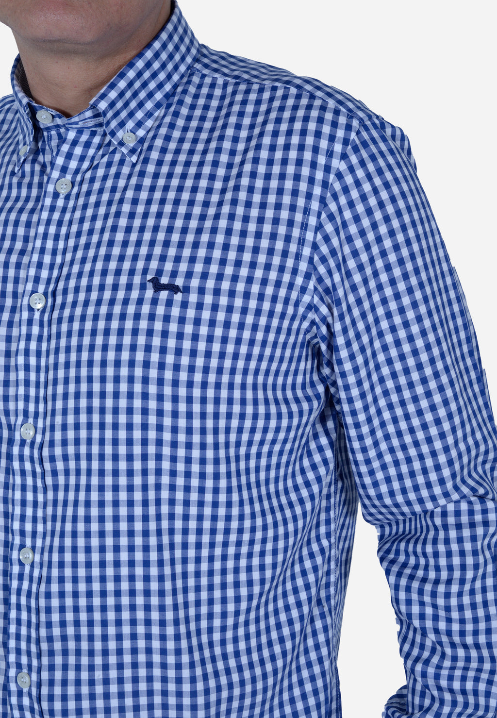 CAMISA HARMONT & BLAINE AZUL CUADROS ALGODÓN (CRL069012739M-801)