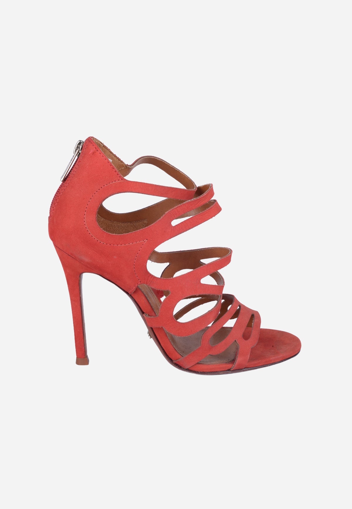Sandalia Abotinada De Tacón Stiletto Rojo S.