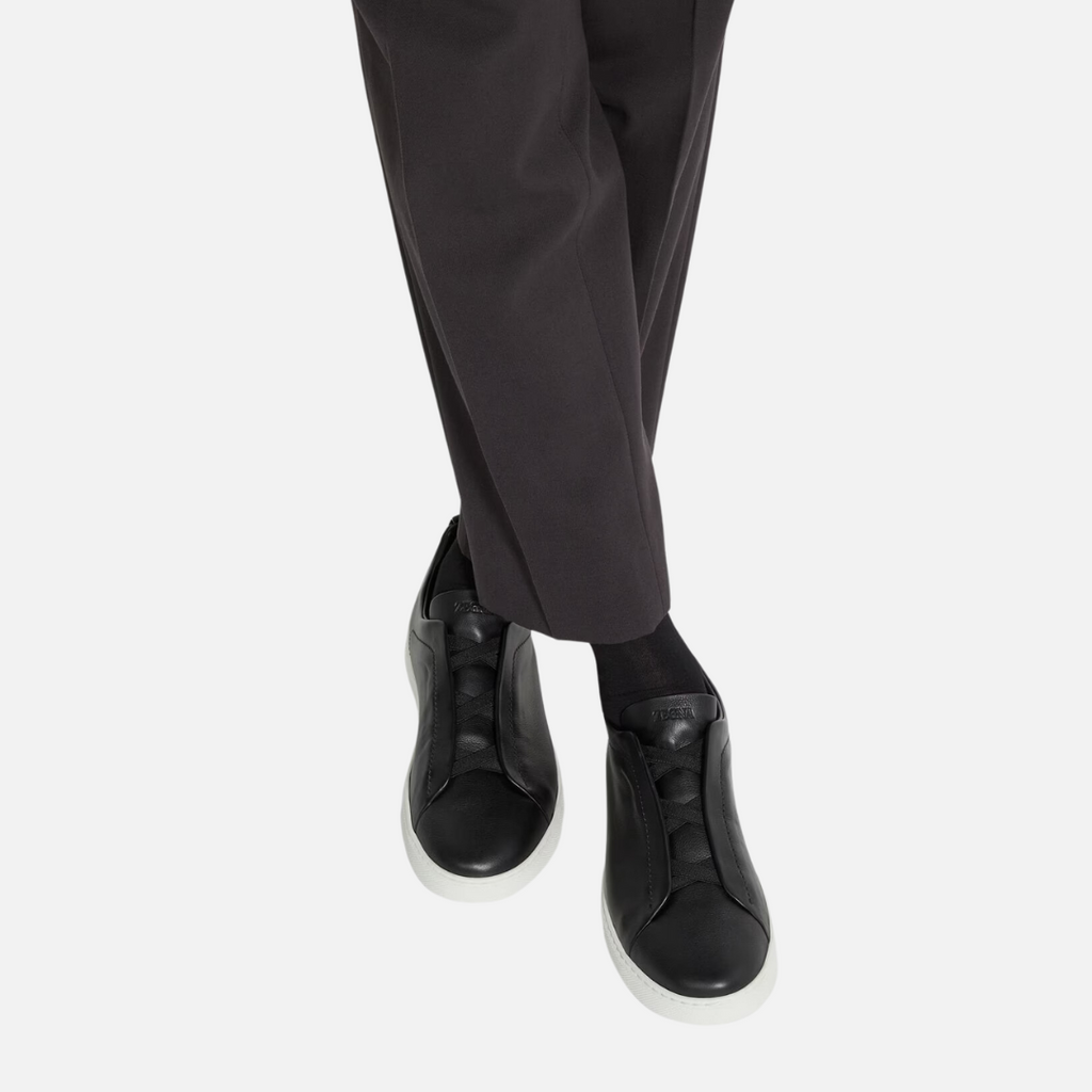 TENIS E. ZEGNA NEGRO CUERO (LHCVO-S4667Z-NAV)