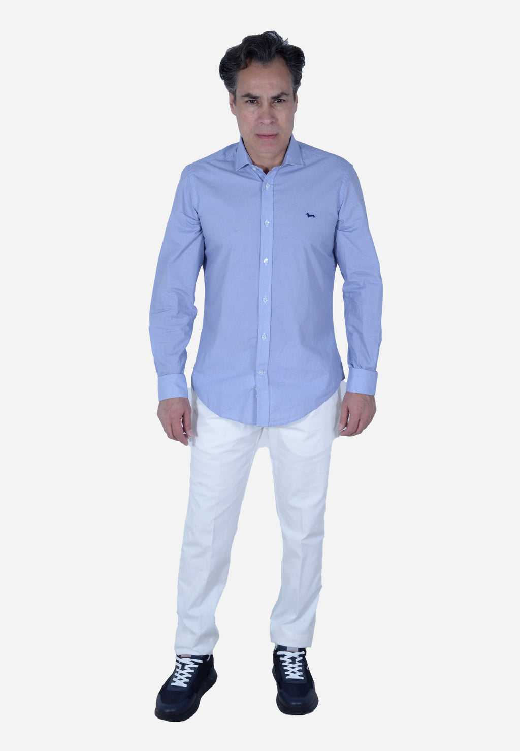 CAMISA HARMONT & BLAINE AZUL PUNTOS ALGODÓN (CNL026012820I-854)
