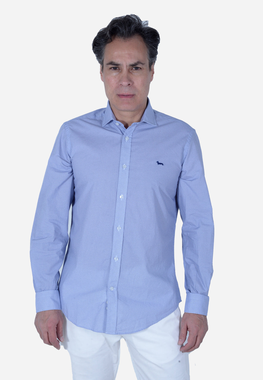 CAMISA HARMONT & BLAINE AZUL PUNTOS ALGODÓN (CNL026012820I-854)