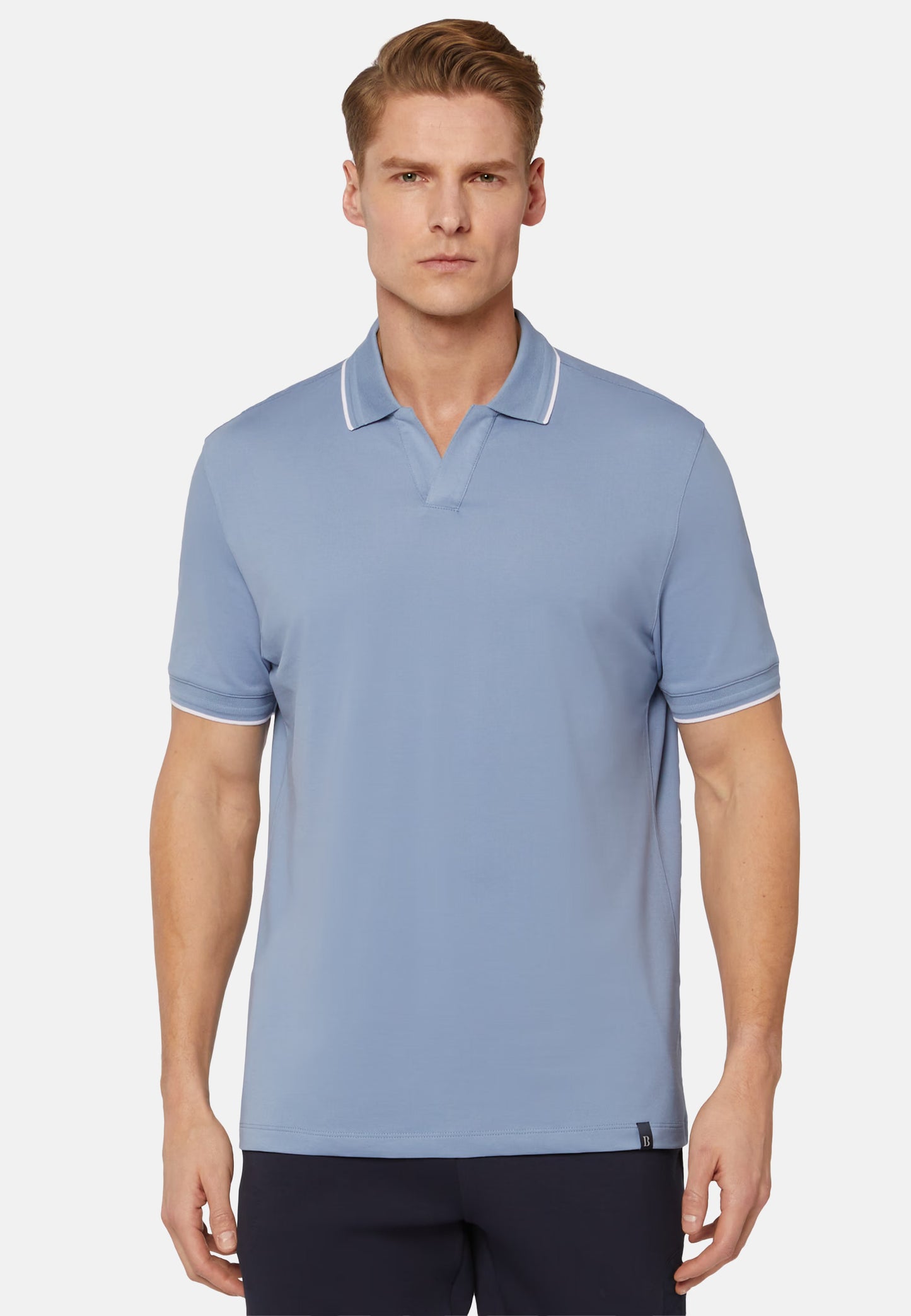 CAMISETA POLO BOGGI AZUL ALG + POLIE + ELAS