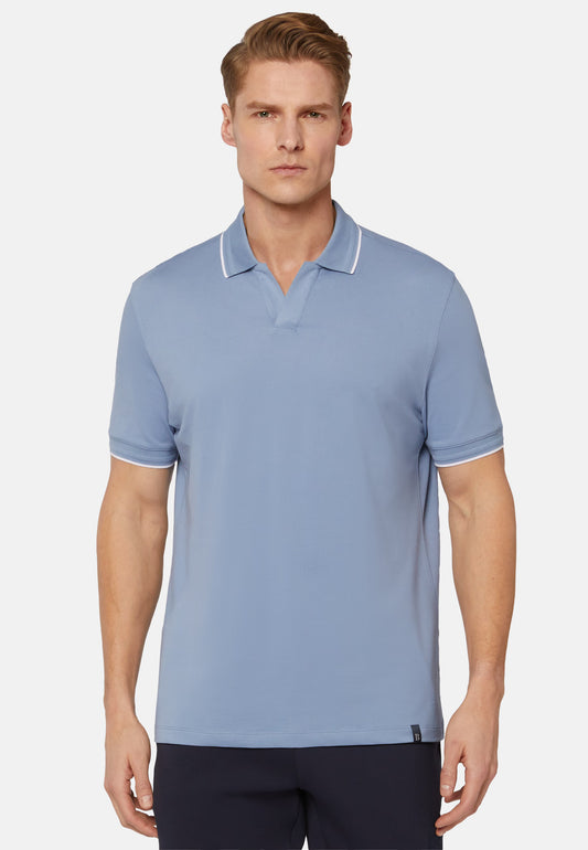 CAMISETA POLO BOGGI AZUL ALG + POLIE + ELAS