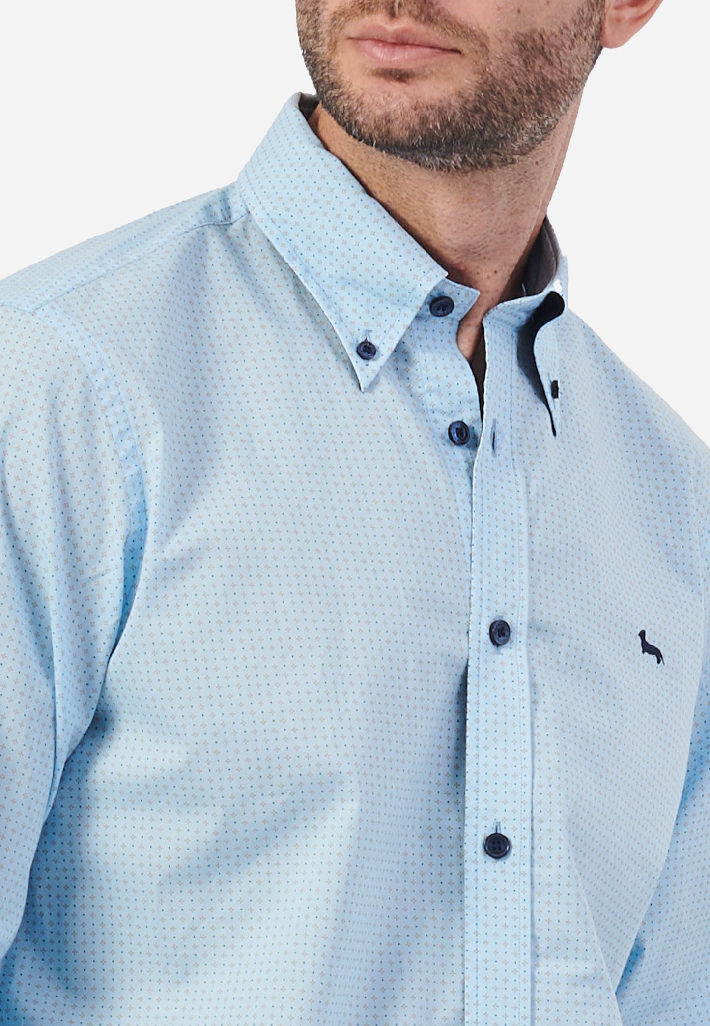 CAMISA SPORT HARMONT & BLAINE AZUL ALGODON (CRM026012983B)