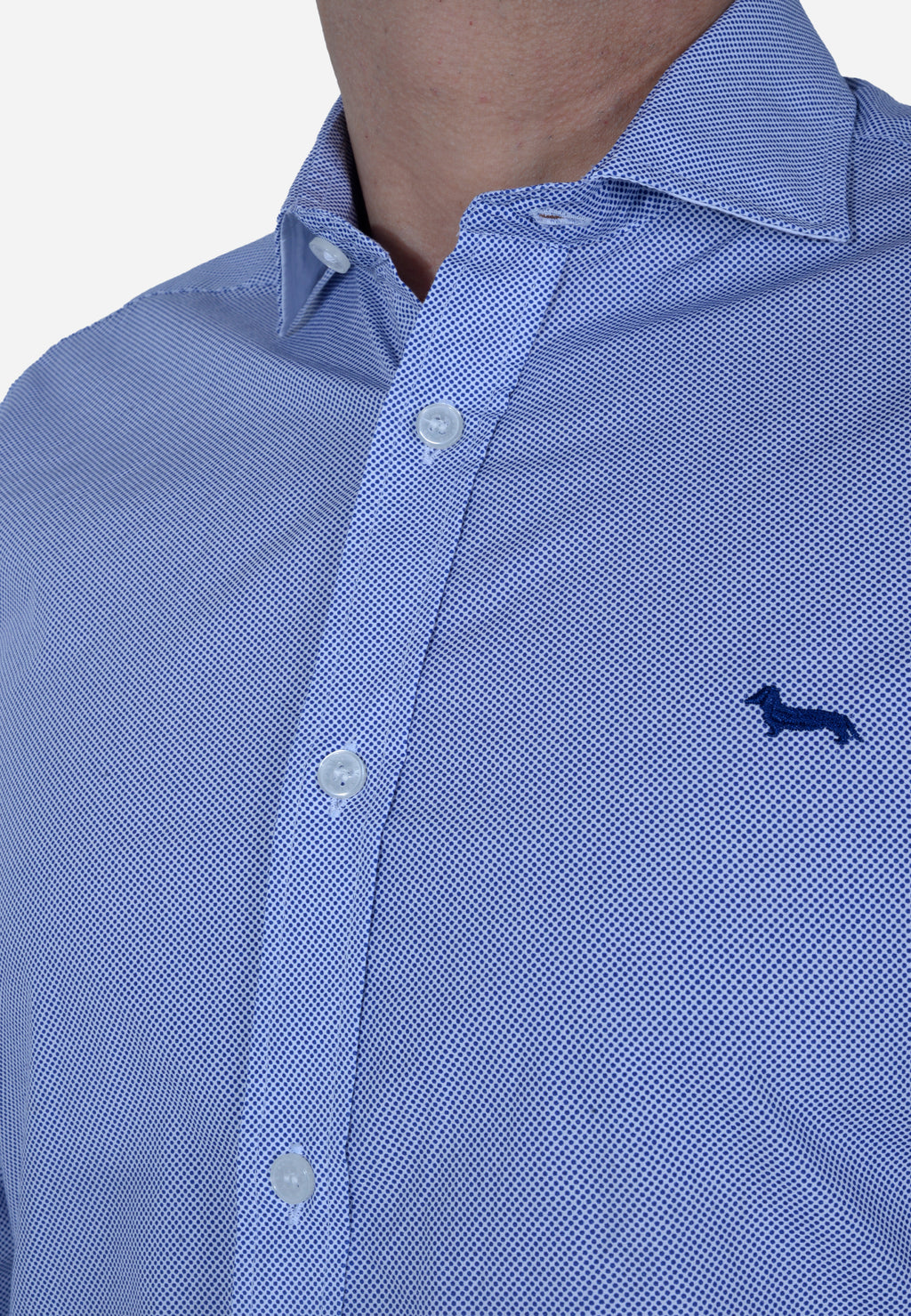 CAMISA HARMONT & BLAINE AZUL PUNTOS ALGODÓN (CNL026012820I-854)