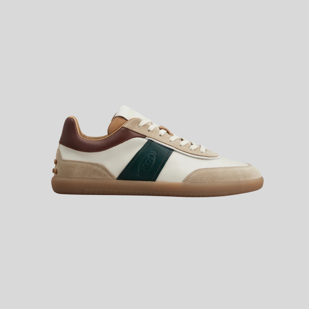 TENIS TOD'S CABALLERO CAFE/VERDE/BEIGE CUERO (XXM68C0DP30IRABI47)