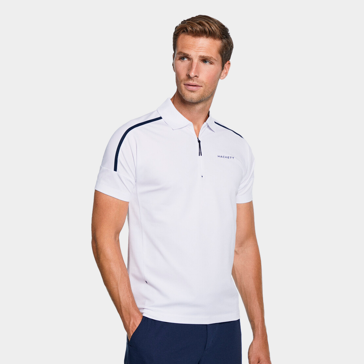 CAMISETA POLO HACKETT BLANCO 54% COTTON, 41% POLY,  5% (HM563204-800)