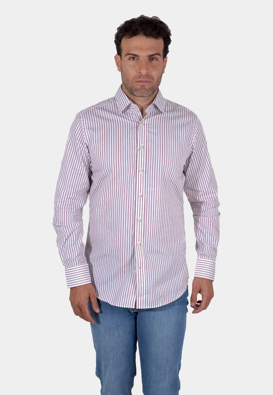 CAMISA HACKETT BLANCO RAYA ROJO (HM309205-8MR)