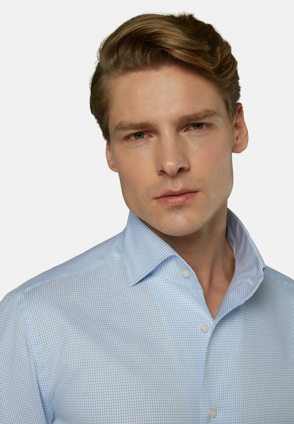 CAMISA BOGGI AZUL CUAD ALGODON (23P043301)