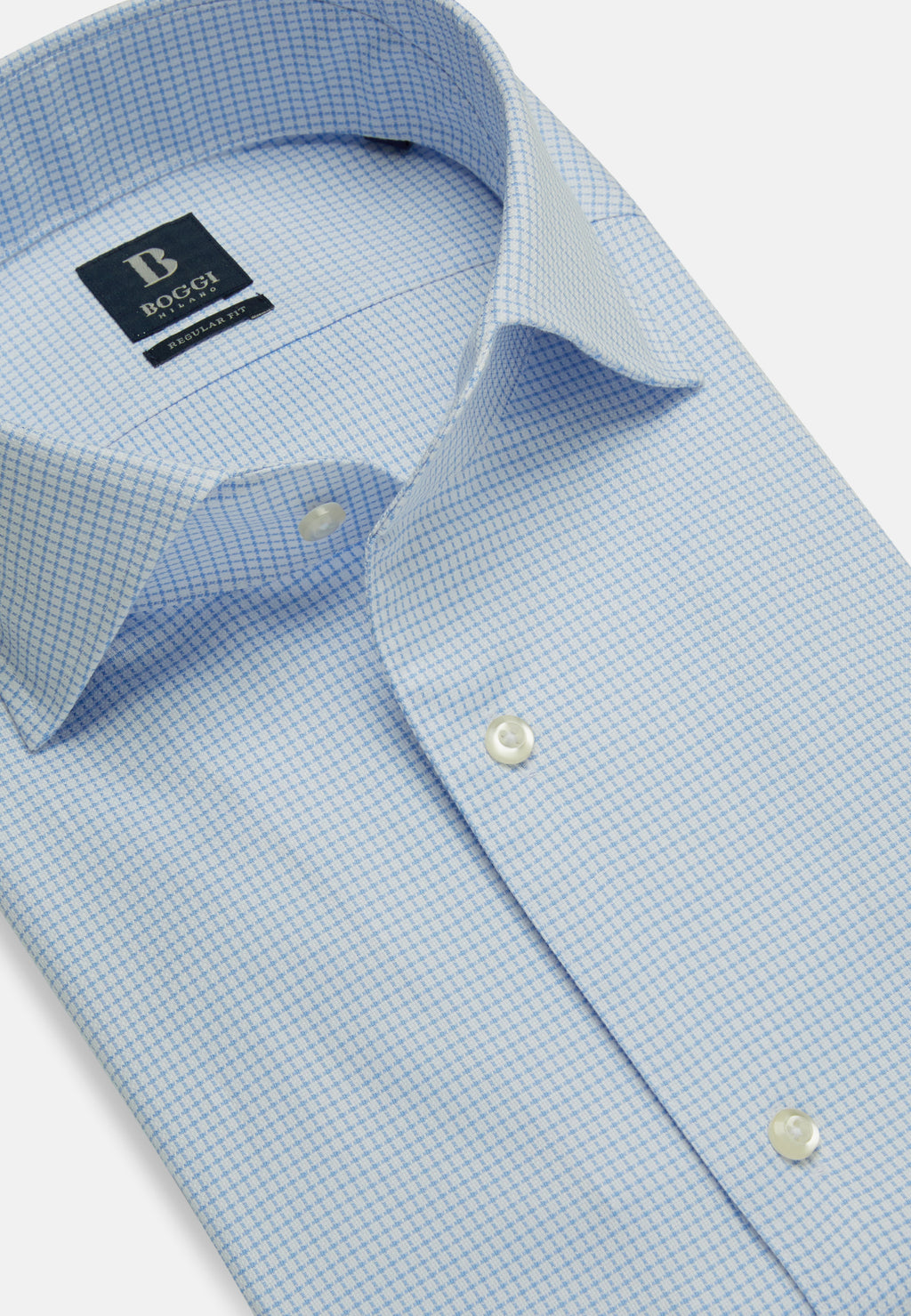 CAMISA BOGGI AZUL CUAD ALGODON (23P043301)