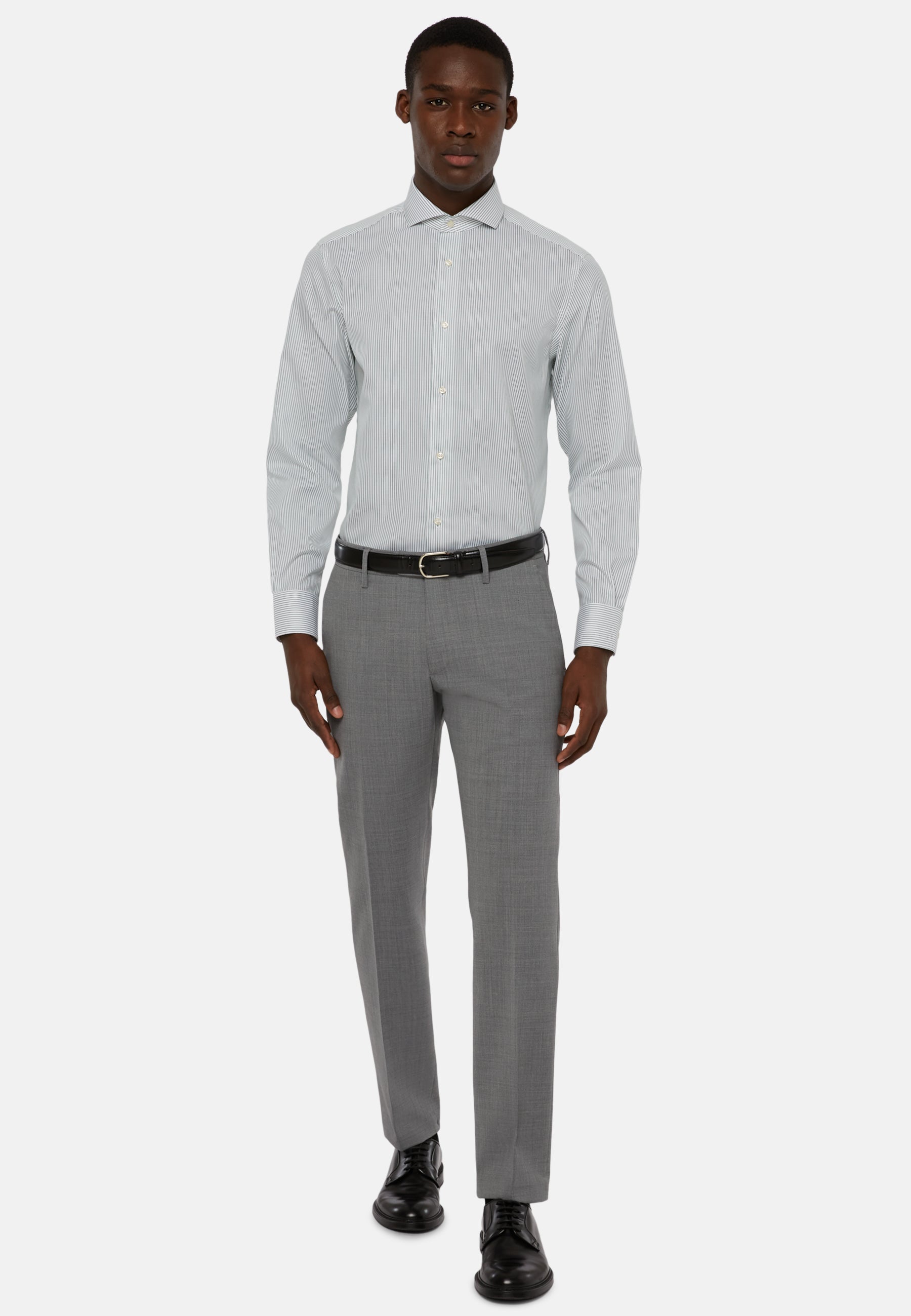 Camisa Blanca Rayas Gris B.