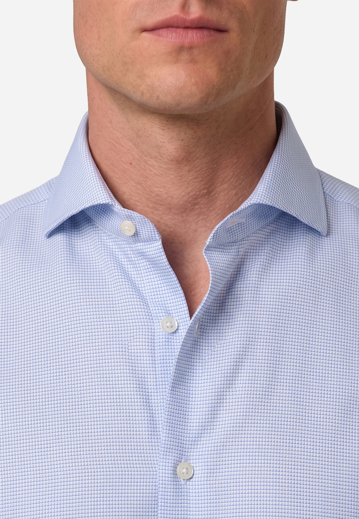 Camisa Azul Claro Con Microcuadro BM.