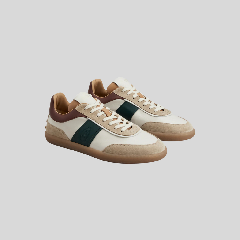 TENIS TOD'S CABALLERO CAFE/VERDE/BEIGE CUERO (XXM68C0DP30IRABI47)