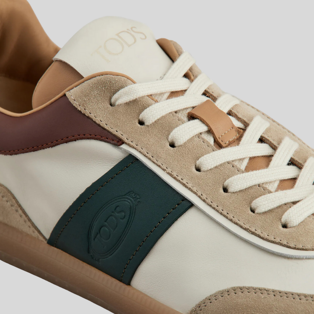TENIS TOD'S CABALLERO CAFE/VERDE/BEIGE CUERO (XXM68C0DP30IRABI47)