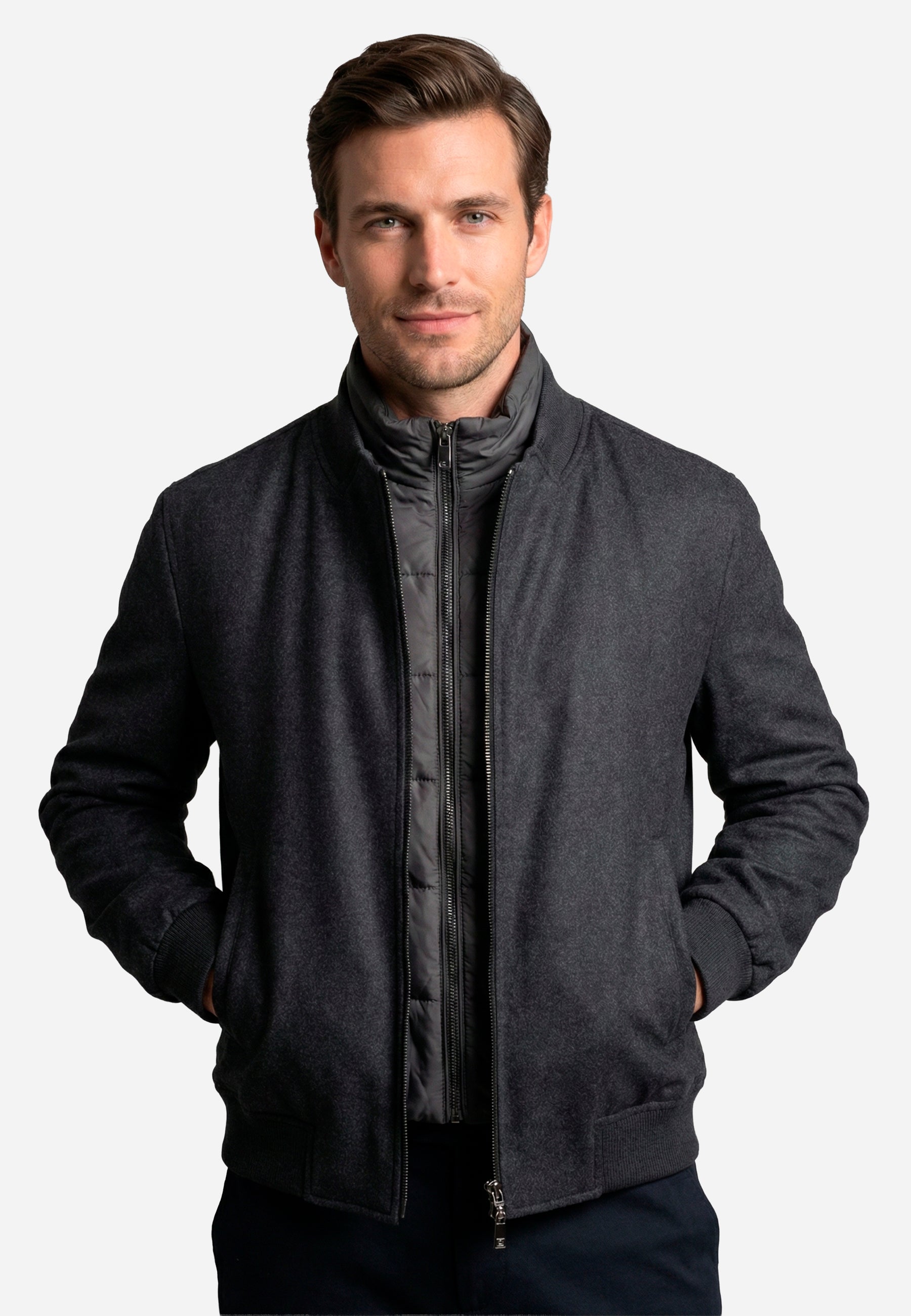 Chaqueta Desmontable Gris Jaspeado C.