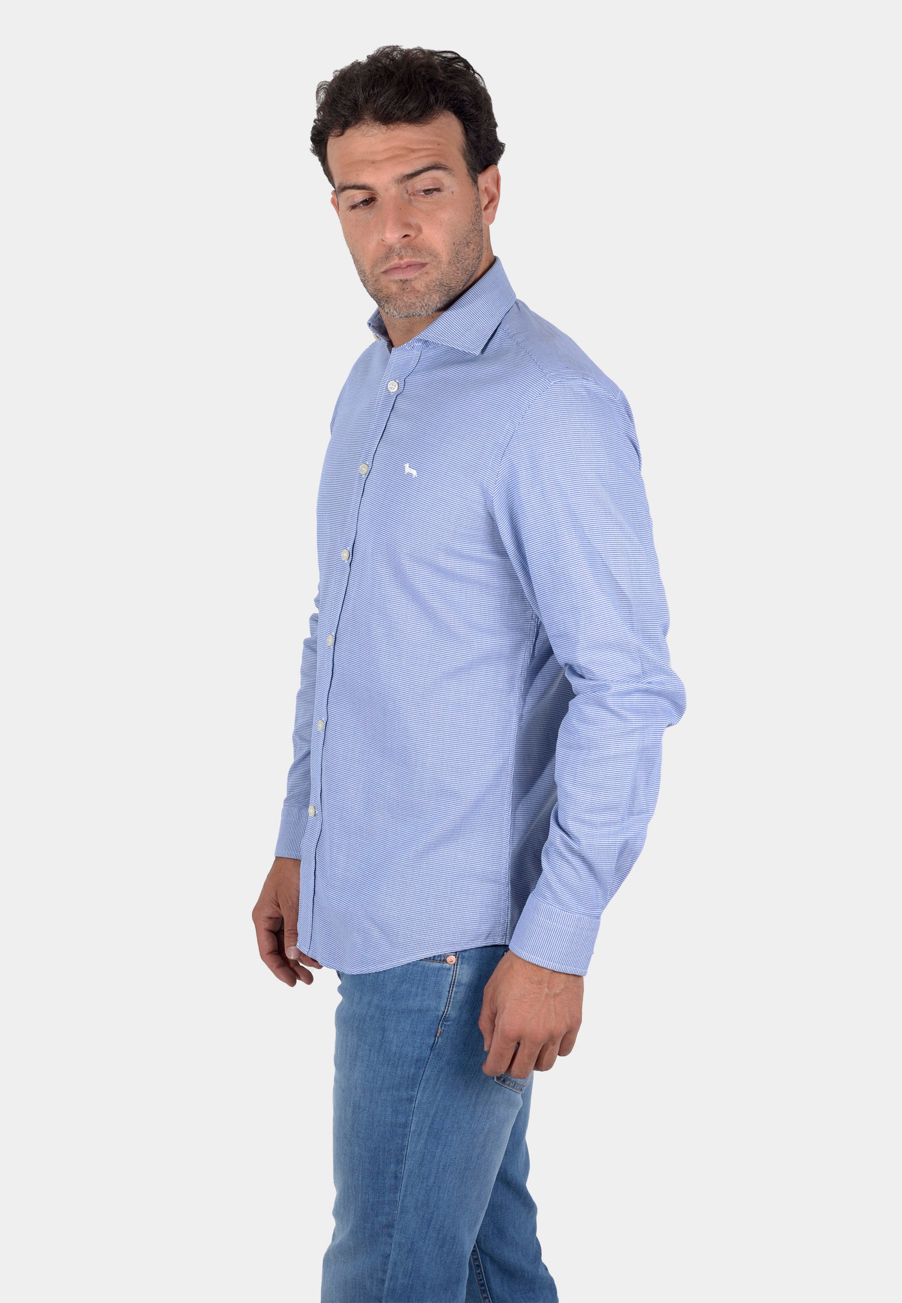 Camisa Azul Minimalista Bordado Logo H&B