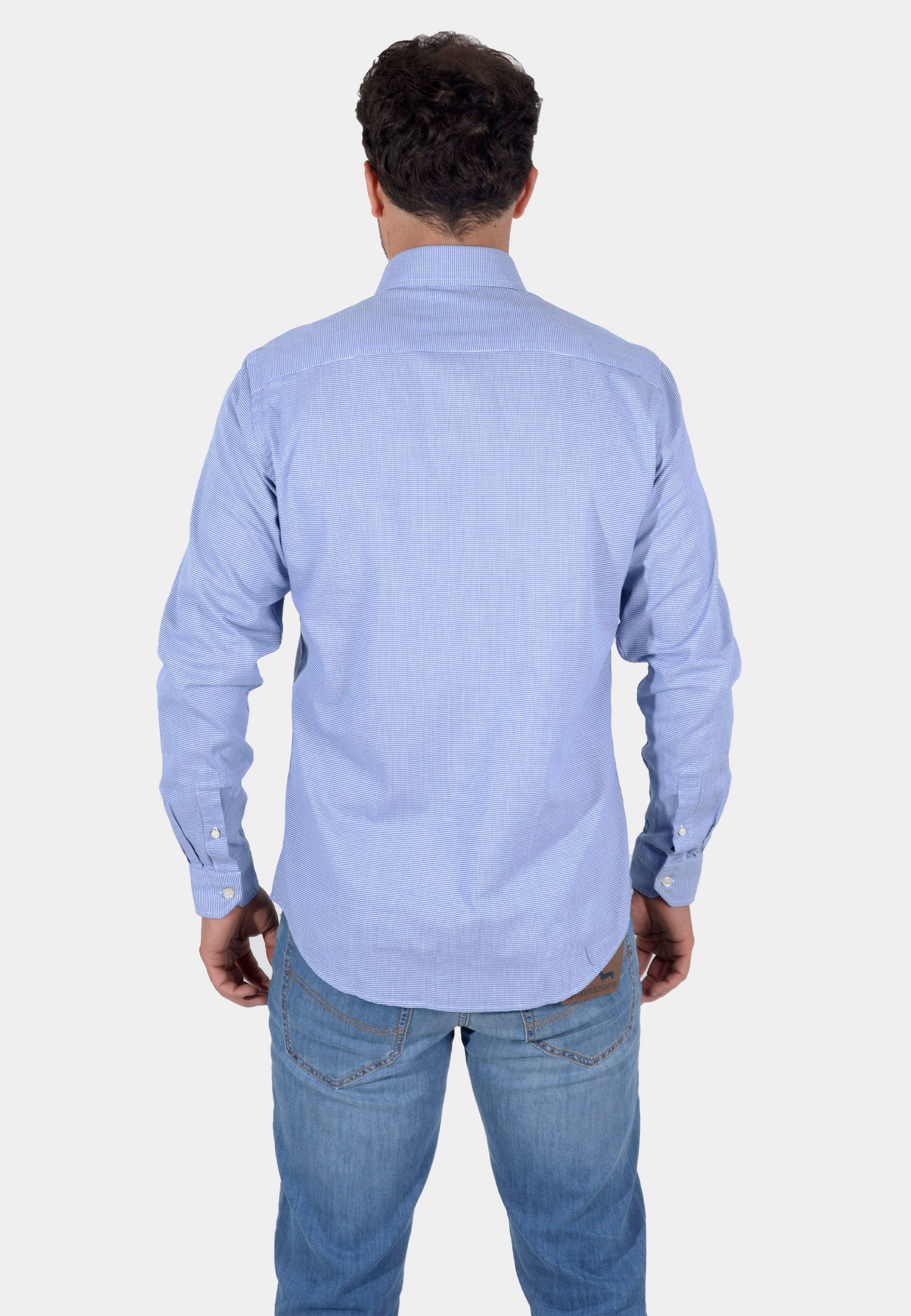 Camisa Azul Minimalista Bordado Logo H&B