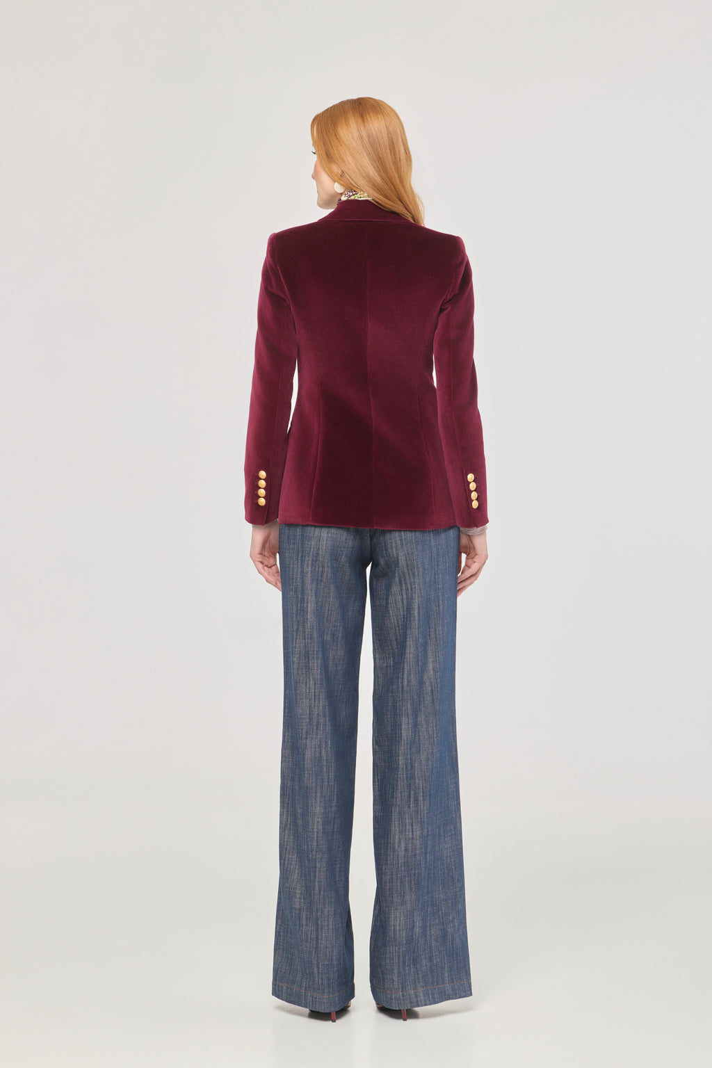 Blazer Dama Bordeaux Velours T.E.