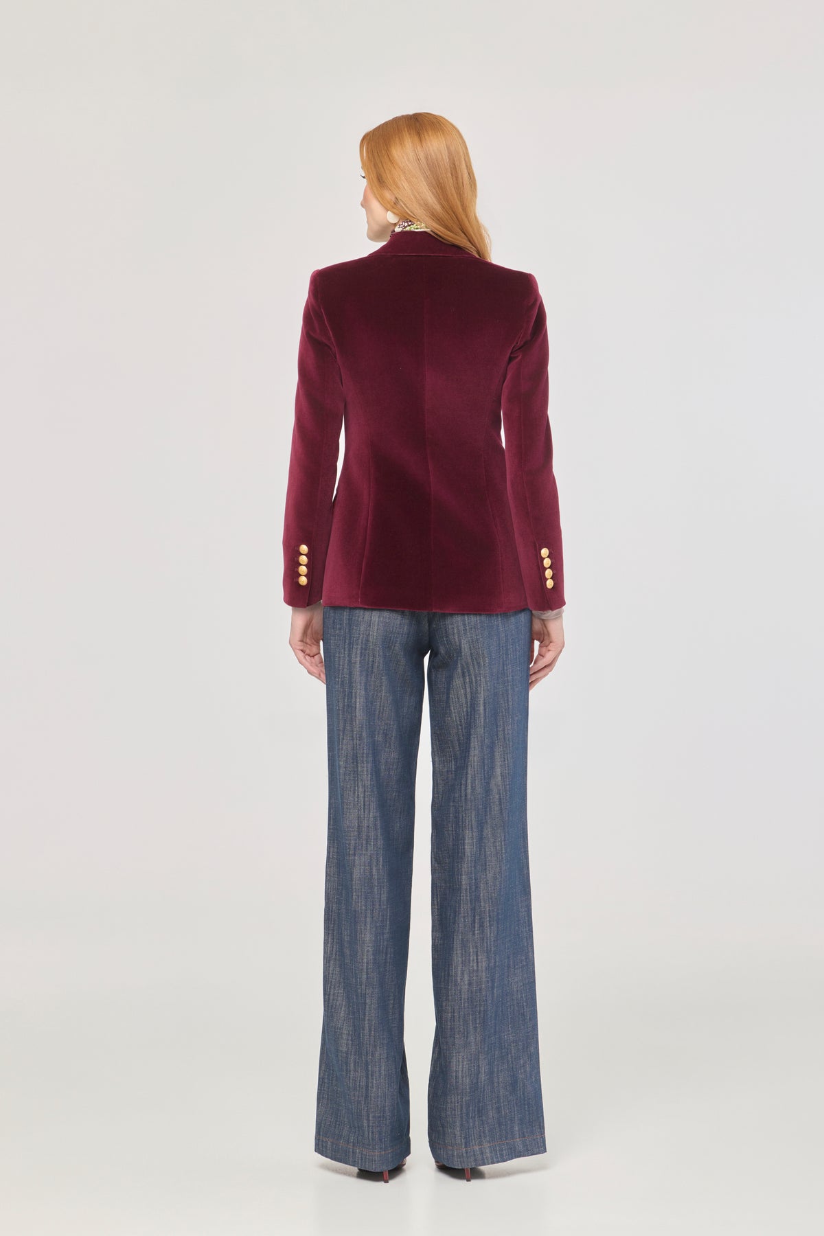 Blazer Dama Bordeaux Velours T.E.