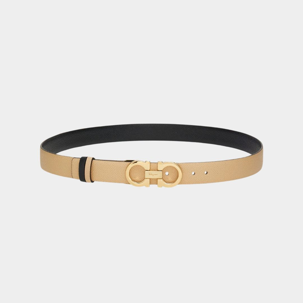 CINTURON FERRAGAMO DAMA NEGRO / BEIGE CUERO (674559-23A565)