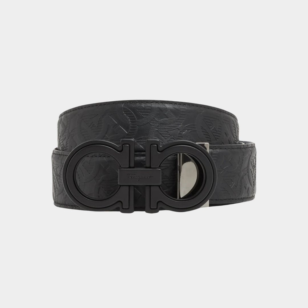 CINTURON FERRAGAMO AZUL NEGRO CUERO (759027-67A254)