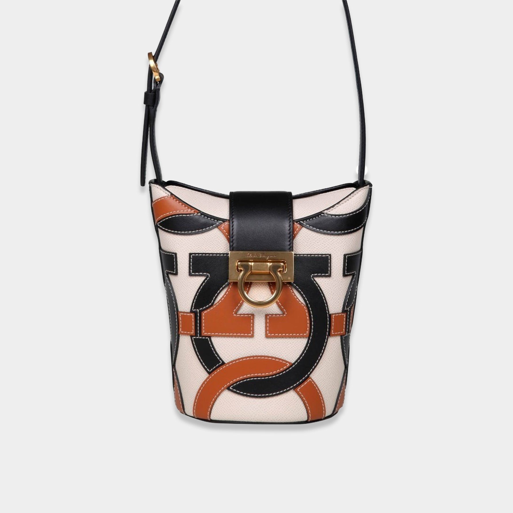 Bolso Dama Gacinni Color Cafe Con Blanco S.F.