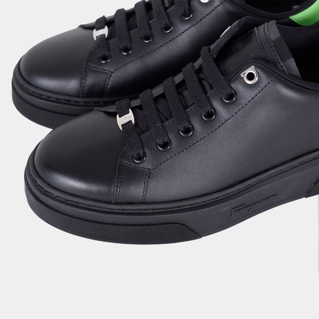 Tenis Dama en Cuero Negro/Verde S.F.