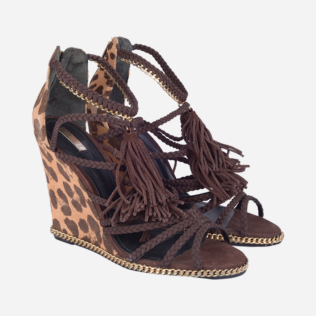 Sandalia De Cuña Con Animal Print S.
