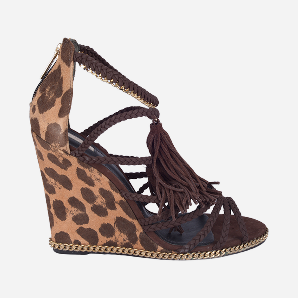 Sandalia De Cuña Con Animal Print S.