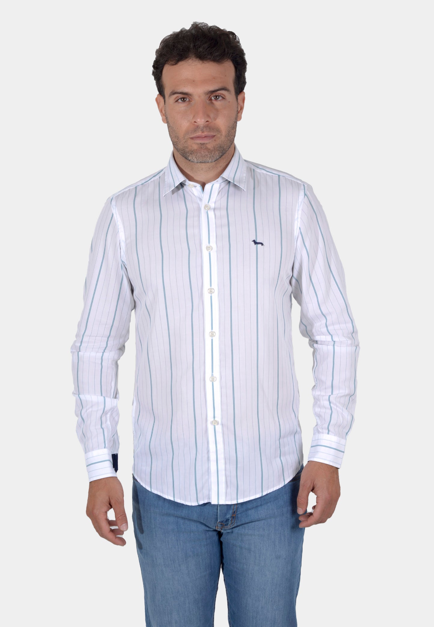 CAMISA SPORT HARMONT & BLAINE BLANCO RYA VERD ALGOD (CNJ011012359-643)