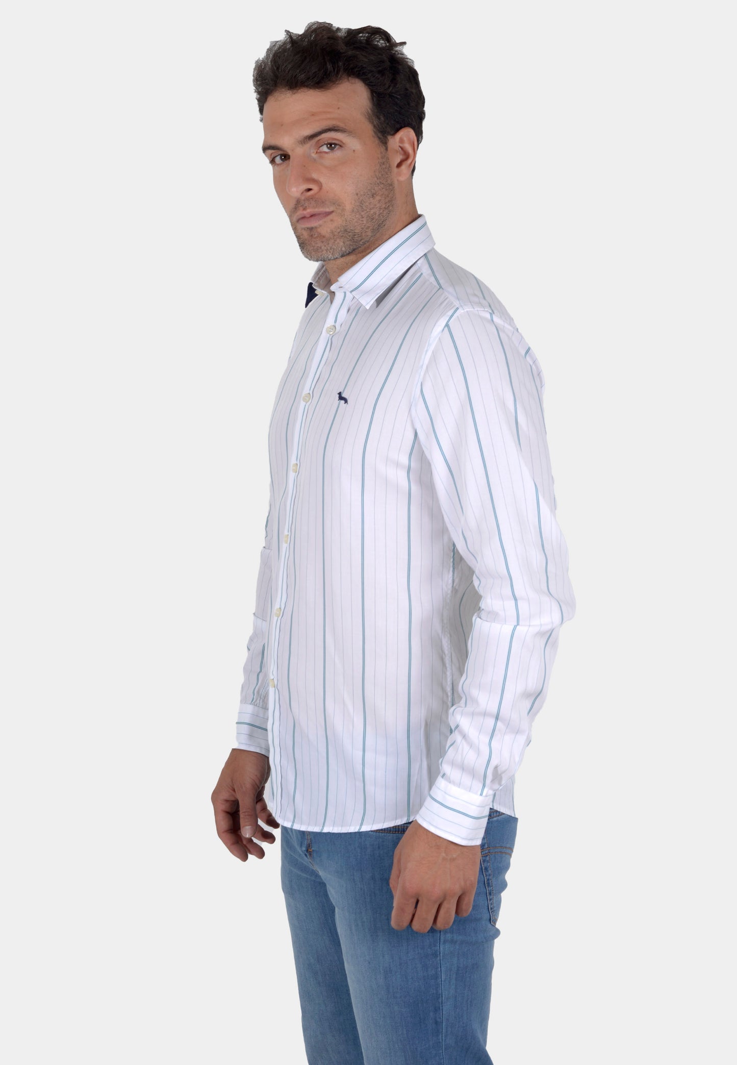 CAMISA SPORT HARMONT & BLAINE BLANCO RYA VERD ALGOD (CNJ011012359-643)