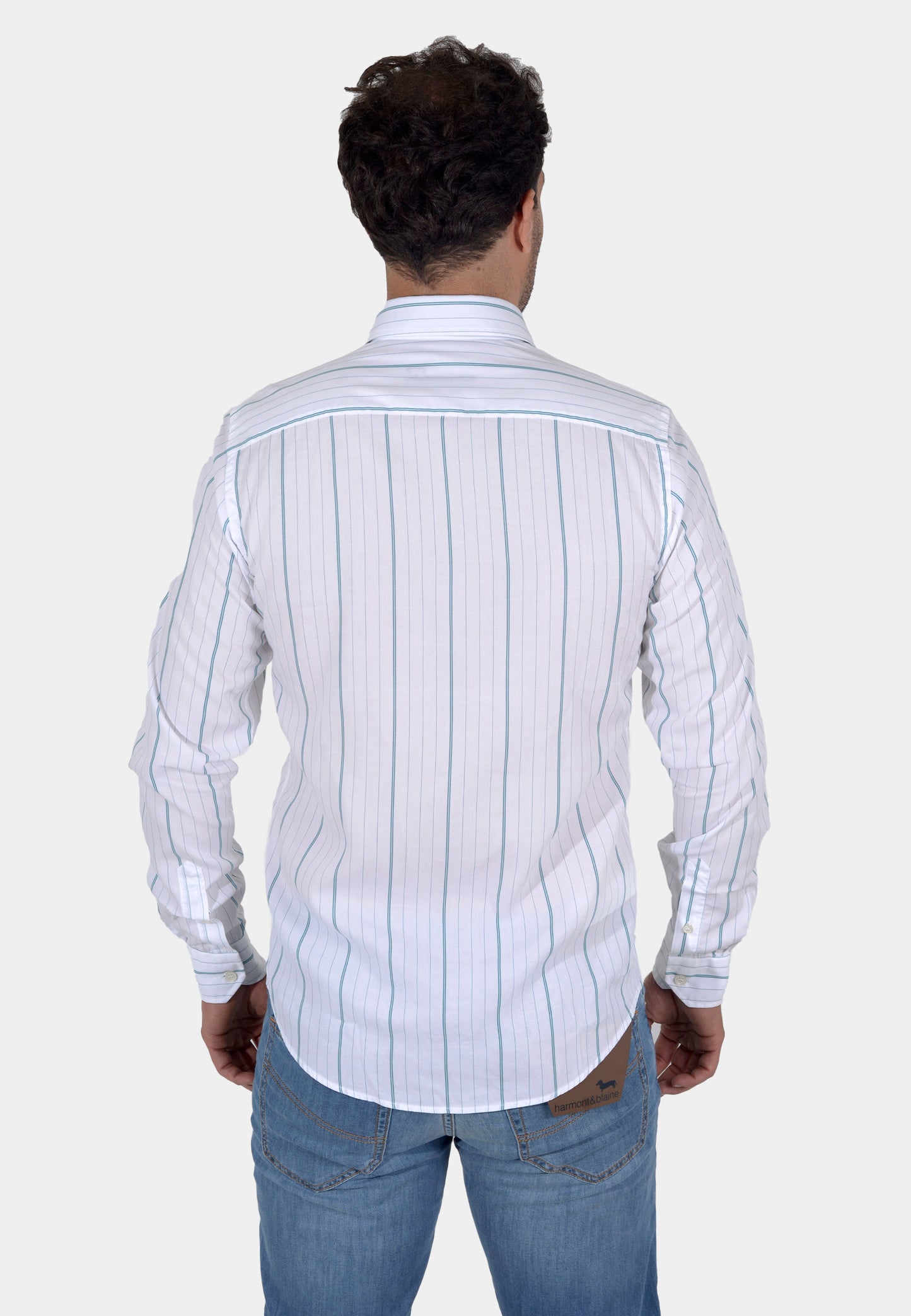 CAMISA SPORT HARMONT & BLAINE BLANCO RYA VERD ALGOD (CNJ011012359-643)