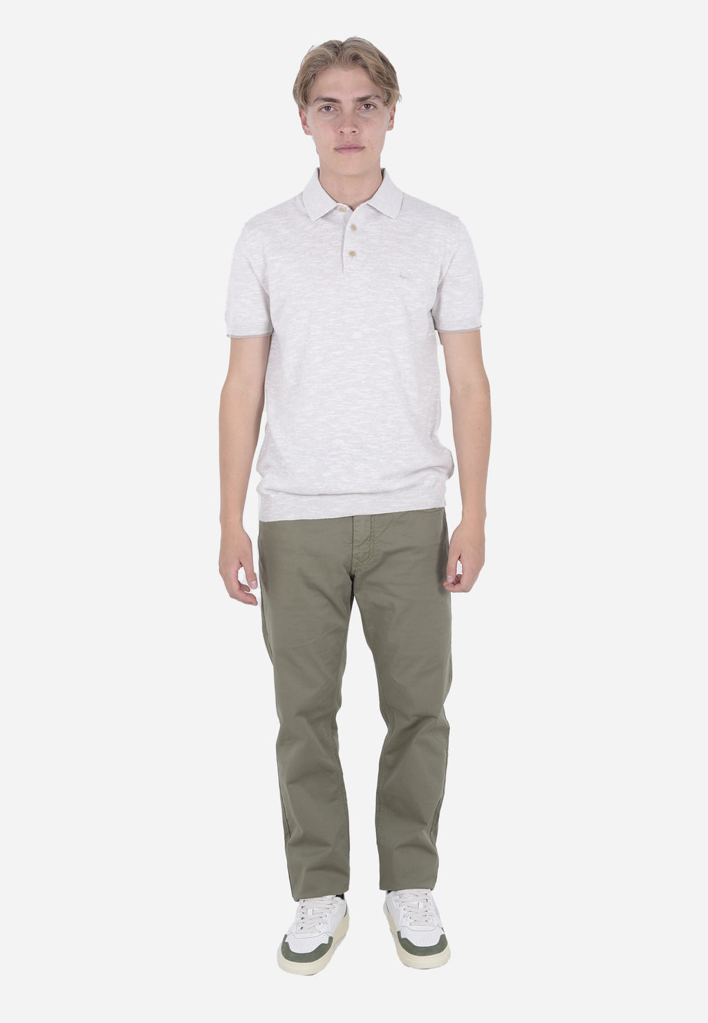 CAMISETA POLO HARMOT&BLAINE BLANCO HUESO ALG+LINO (HRL422030990-108)