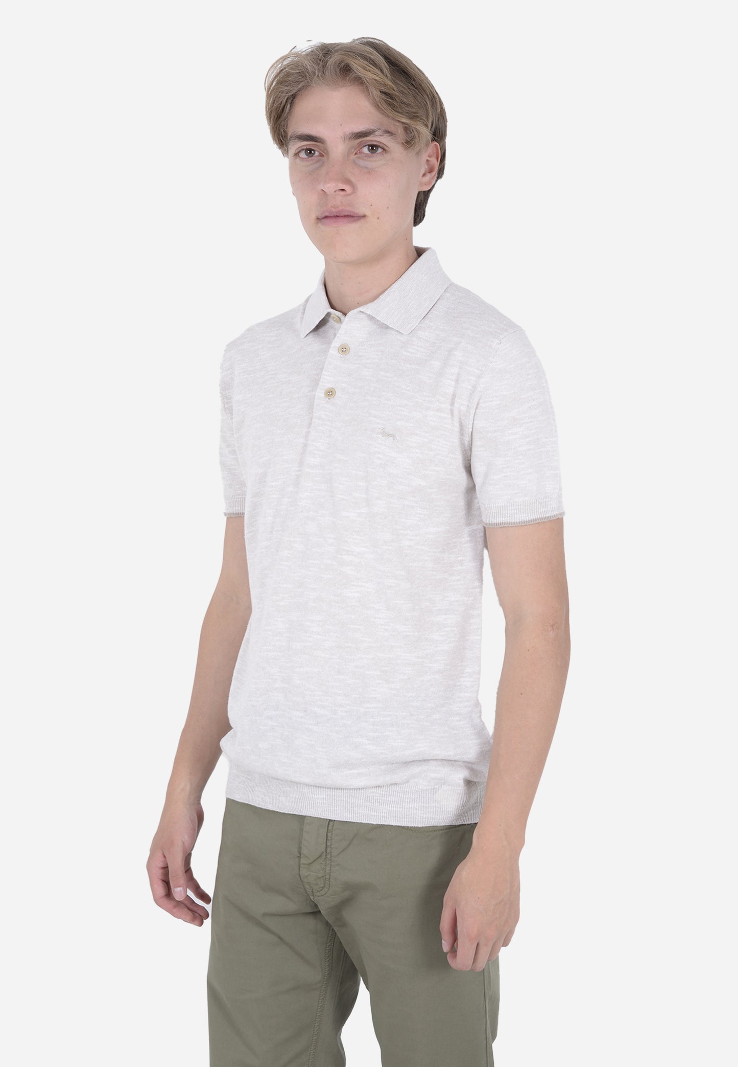 CAMISETA POLO HARMOT&BLAINE BLANCO HUESO ALG+LINO (HRL422030990-108)