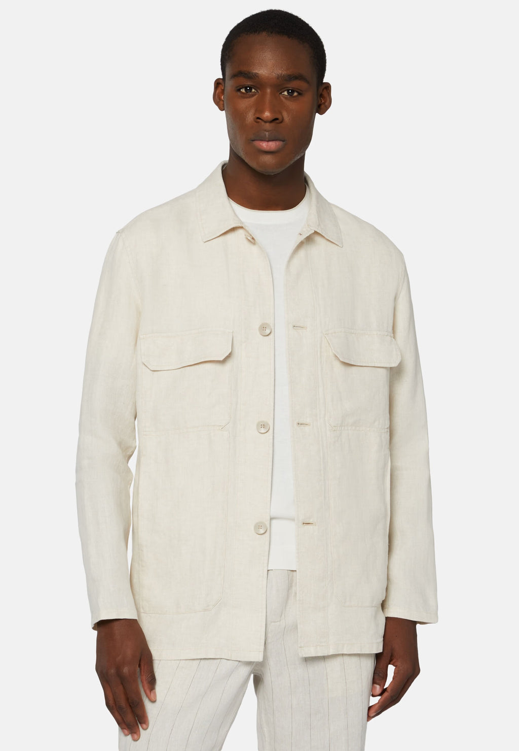 CHAQUETA BOGGI BEIGE LINO (24P052101)