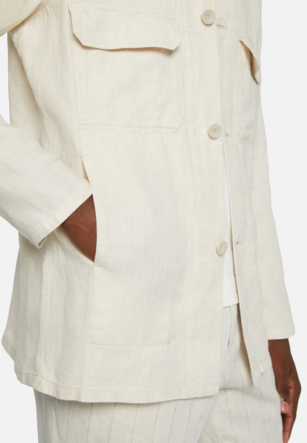CHAQUETA BOGGI BEIGE LINO (24P052101)