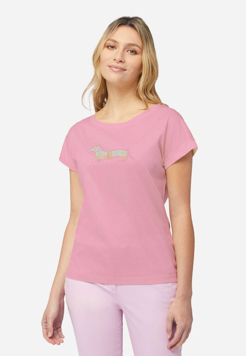Camiseta Dama Rosa Pastel Bordada H&B