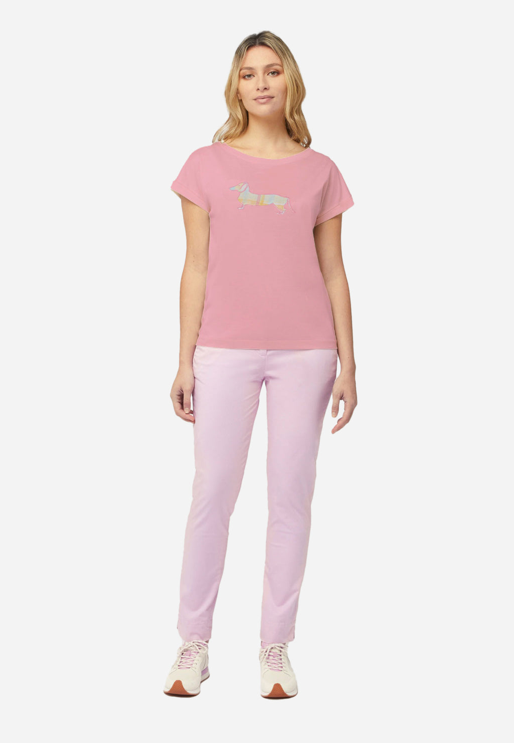 Camiseta Dama Rosa Pastel Bordada H&B